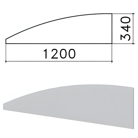 Экран-перегородка "Монолит", 1200х16х340 мм, БЕЗ ФУРНИТУРЫ (код 640237), серый, ЭМ20.11