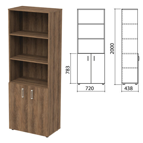 Шкаф полузакрытый "Приоритет", 720х438х2000 мм, 4 полки, лагос (КОМПЛЕКТ)