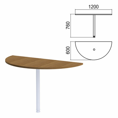 Стол приставной полукруг "Арго", 1200х600 мм, БЕЗ ОПОРЫ, орех