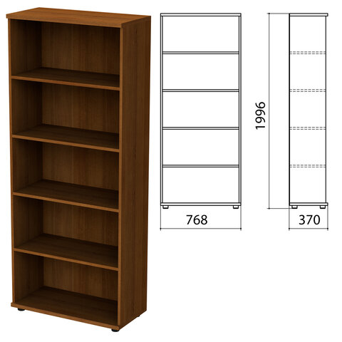 Шкаф (стеллаж) "Эко/Этюд", 768х370х1996 мм, 4 полки, орех, 908842-190