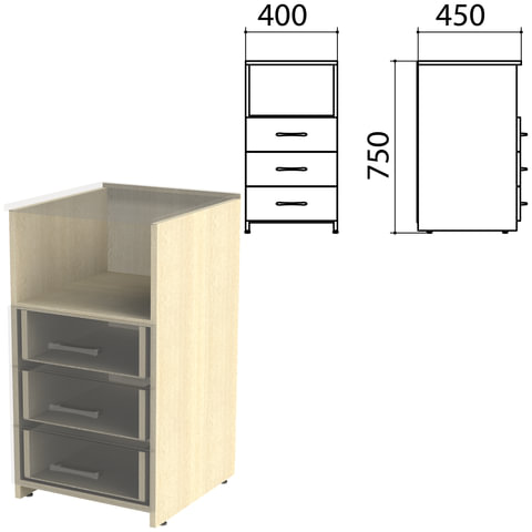 Каркас тумбы приставной "Канц" 400х450х750 мм, цвет дуб молочный, ТК31.15.1