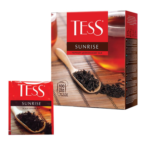 Чай TESS (Тесс) "Sunrise", черный цейлонский, 100 пакетиков по 1,8 г, 0918-09