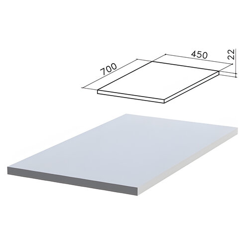 Крышка для тумбы приставной (код 640146, 640149) "Монолит", 450х700х22 мм, серая, ТМ03.11